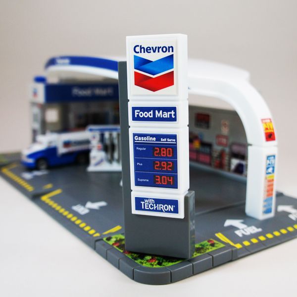 daron chevron gas station playset