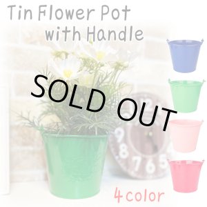 画像: Tin Flower Pot with Handle Logo Type【全4種】