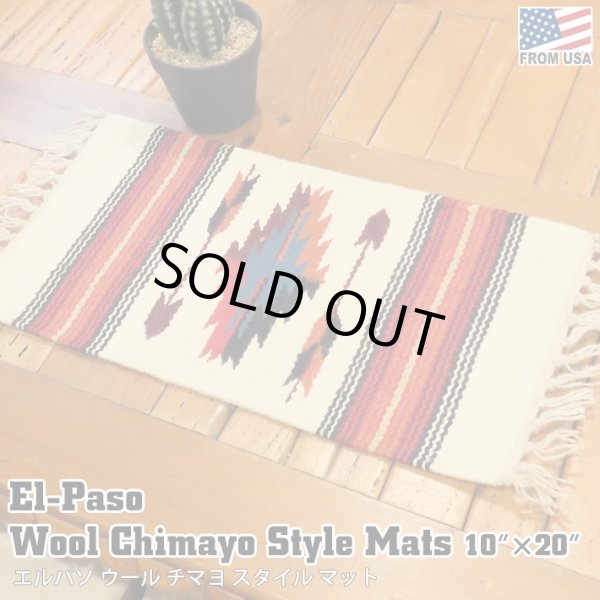 画像1: El-Paso SADDLEBLANKET Handwoven Wool Chimayo Style Mats 10"×20" (L)